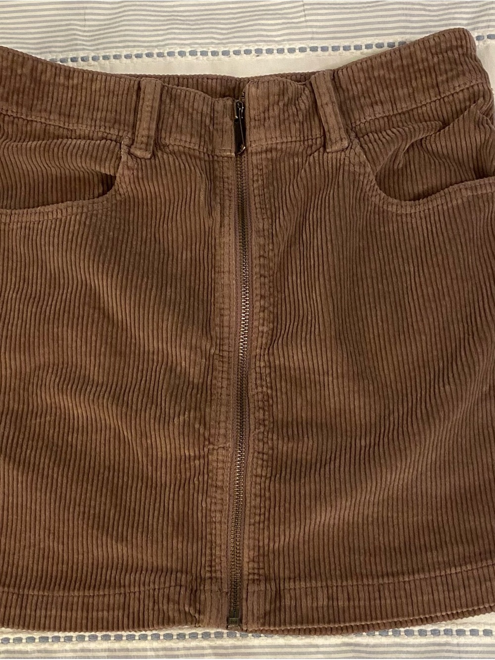 American Eagle Outfitters Brown Corduroy Zip-Front Mini Skirt